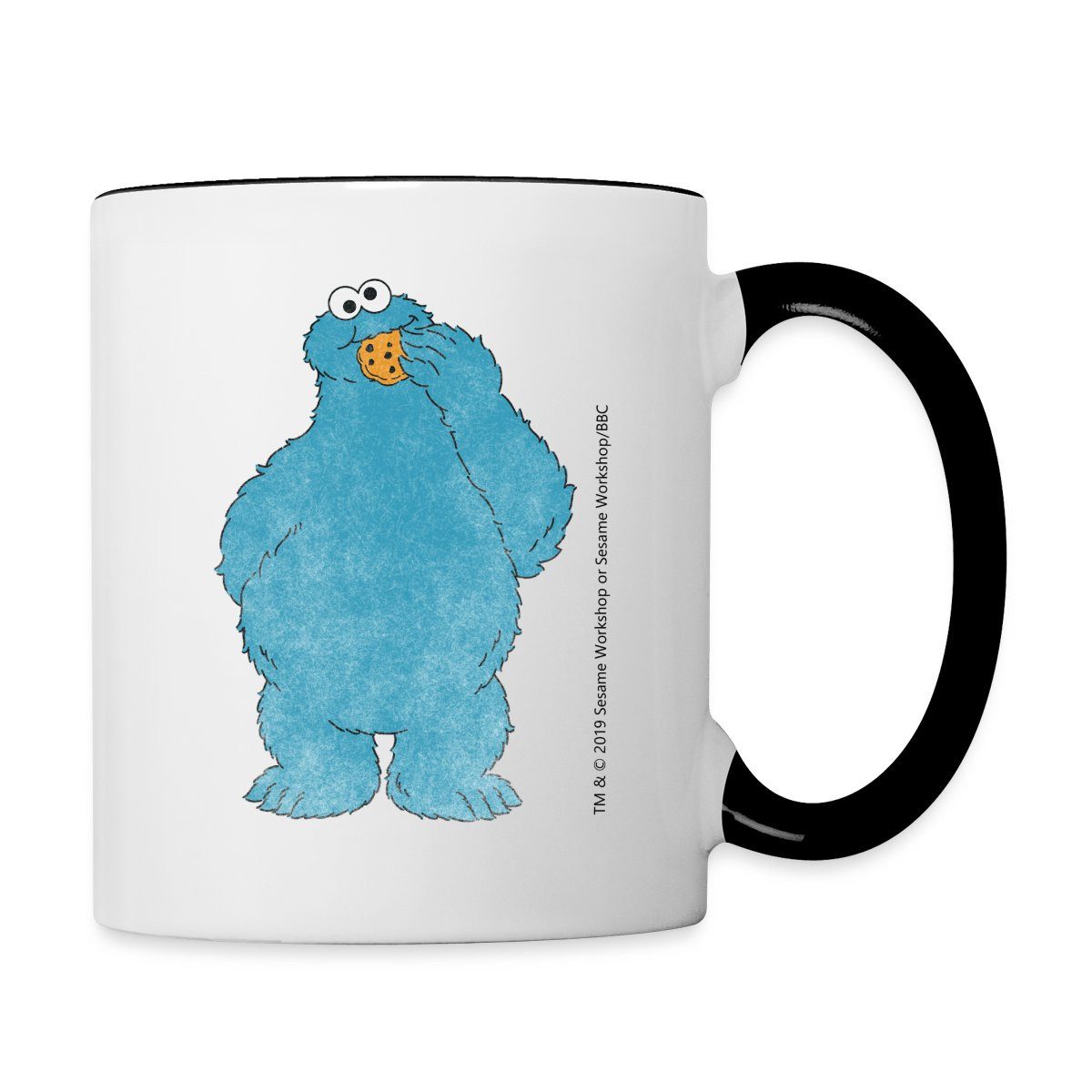 Spreadshirt Tasse Sesamstraße Krümelmonster Naschen Kekse Tasse Zweifarbig, Keramik