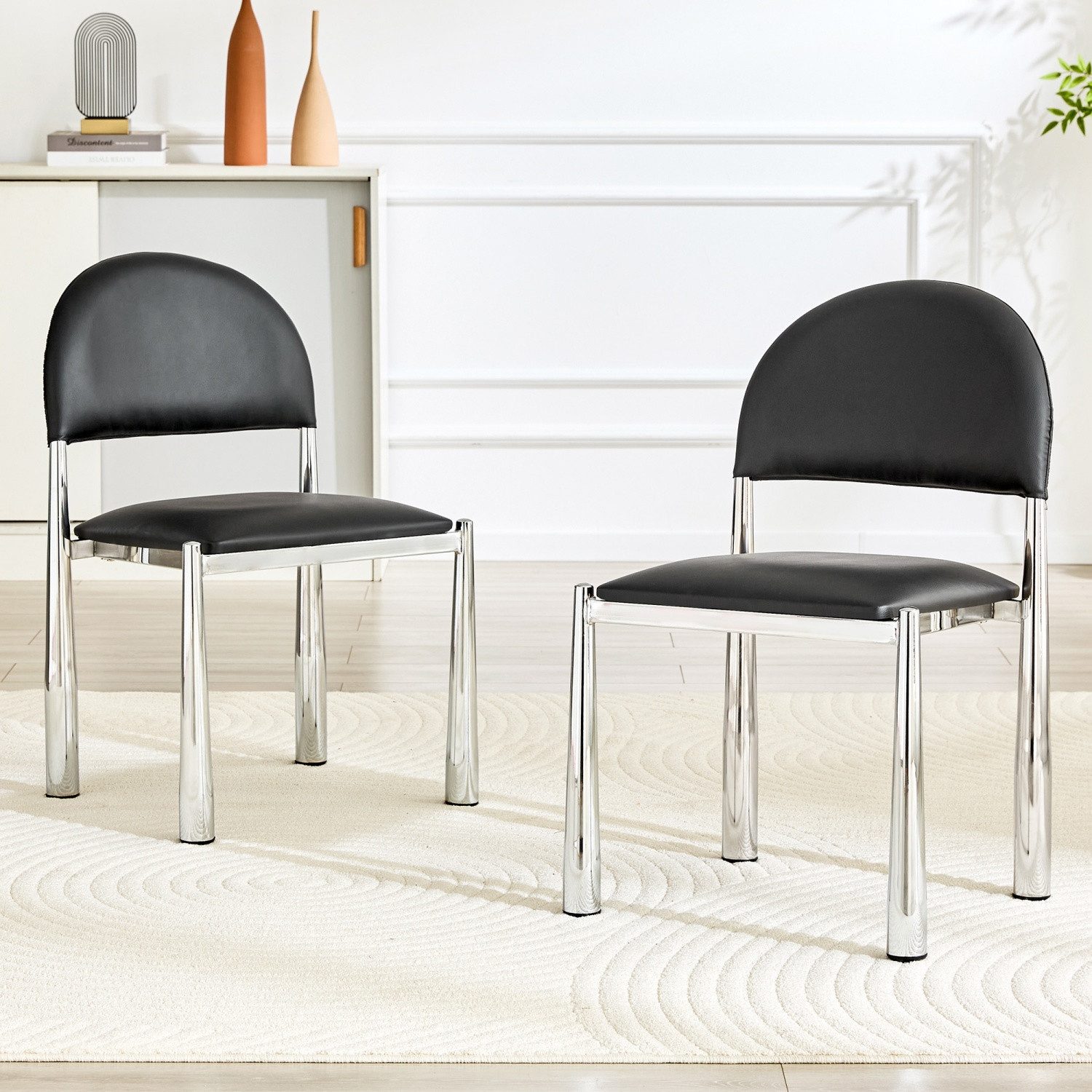 ANYSUN Esszimmerstuhl 2er Set Polsterstühle aus Kunstleder mit abgerundeter Rückenlehne (Set, 2 St), Essstühle mit Metallbeinen, pflegeleicht, bis 150 kg belastbar