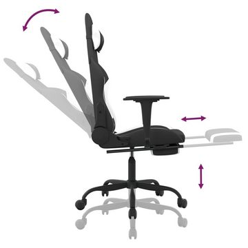 furnicato Gaming-Stuhl mit Fußstütze Schwarz und Weiß Stoff (1 St)
