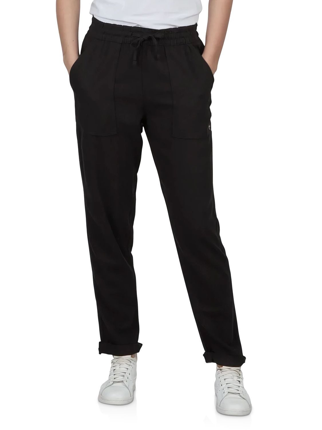 DENIMFY Chinohose Damen Leinenhose DFLinda Regular Fit Sommer Freizeithose mit Taschen