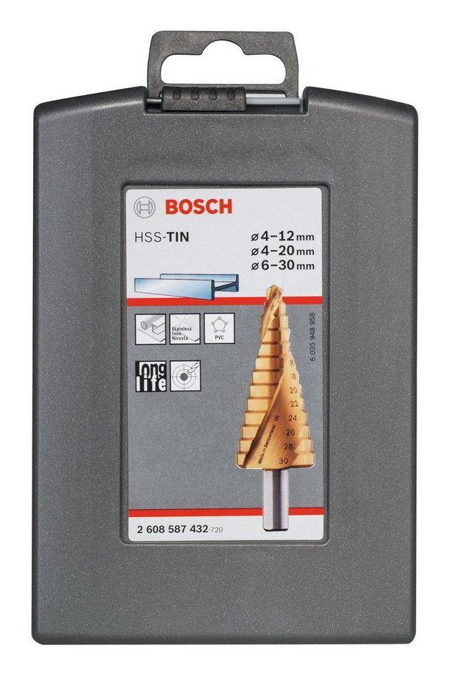 Thumbnail - BOSCH Metallbohrer, (3 Teile), HSS-TiN Stufenbohrer-Set - 6 - 30 mm, 3-teilig