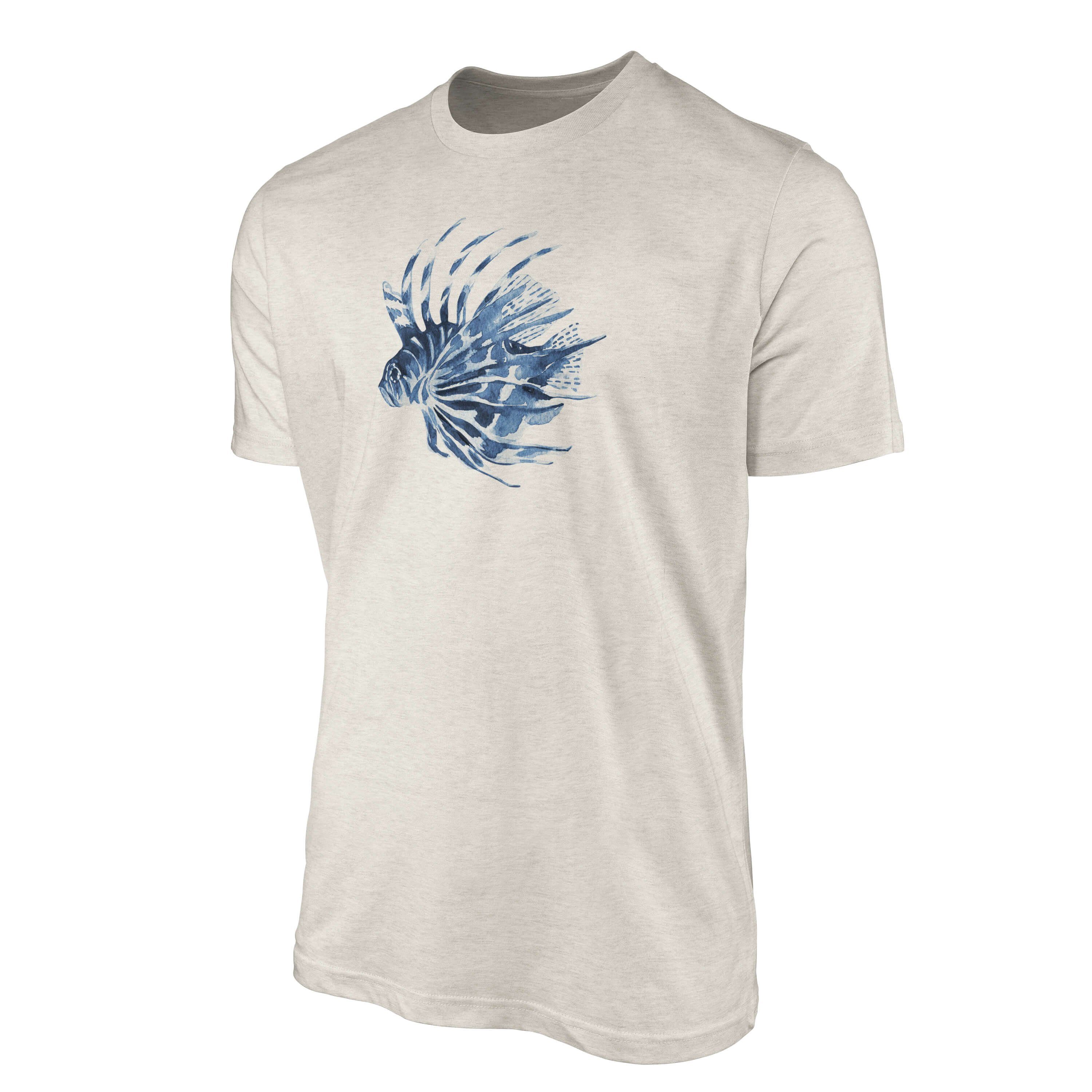Stachelfisch Motiv gekämmte T-Shirt Herren Nachhaltig Shirt Art T-Shirt (1-tlg) Wasserfarben Bio-Baumwolle 100% Ökomode Sinus