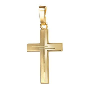 JEVELION Kreuzkette mit Diamantschliff Kreuzanhänger 333 Gold - Made in Germany (Goldkreuz, für Damen und Herren), Mit Kette vergoldet- Länge wählbar 36 - 70 cm oder ohne Kette.