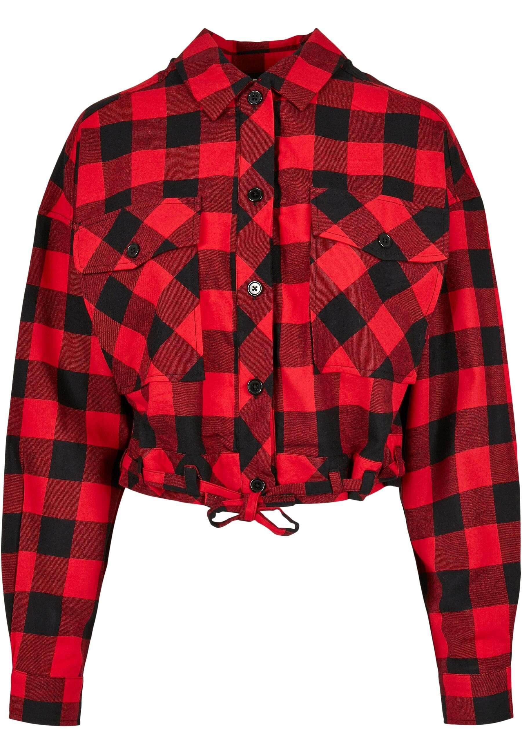 URBAN CLASSICS Langarmhemd Urban Classics Damen Ladies Short Oversized Check Shirt (1-tlg)