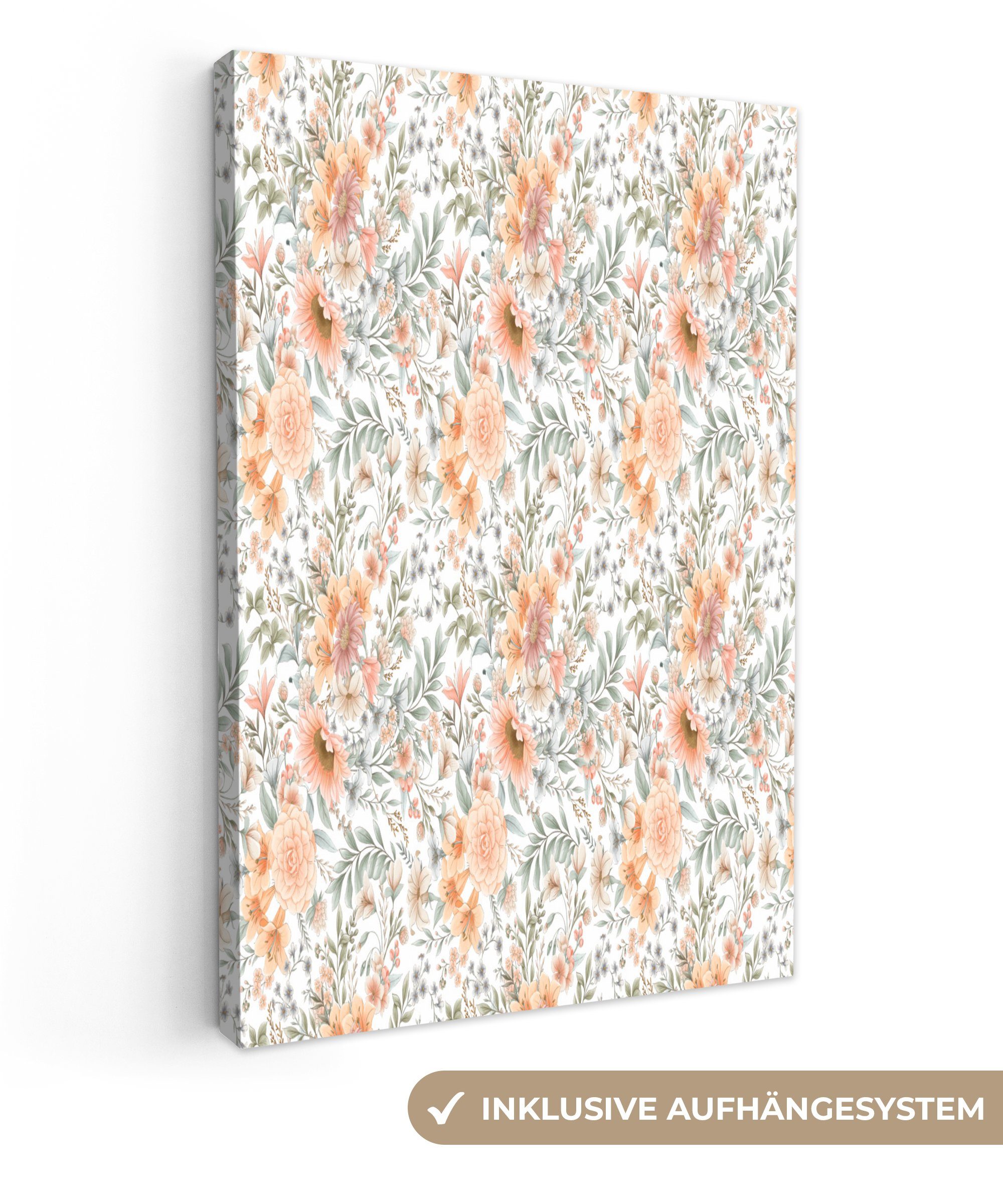 OneMillionCanvasses® Leinwandbild Blumen - Lilie Pastell, - cm Leinwandbild St), Muster - Gemälde, inkl. (1 Zackenaufhänger, 20x30 bespannt fertig