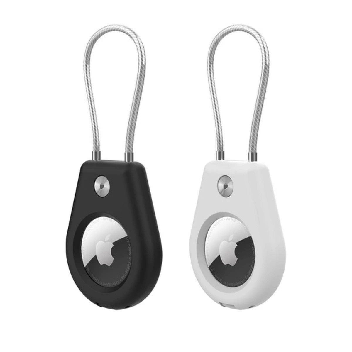 Schlüsselanhänger Schutzhülle kompatibel mit Apple AirTag, mit Stahlkabel (2 Stück)
