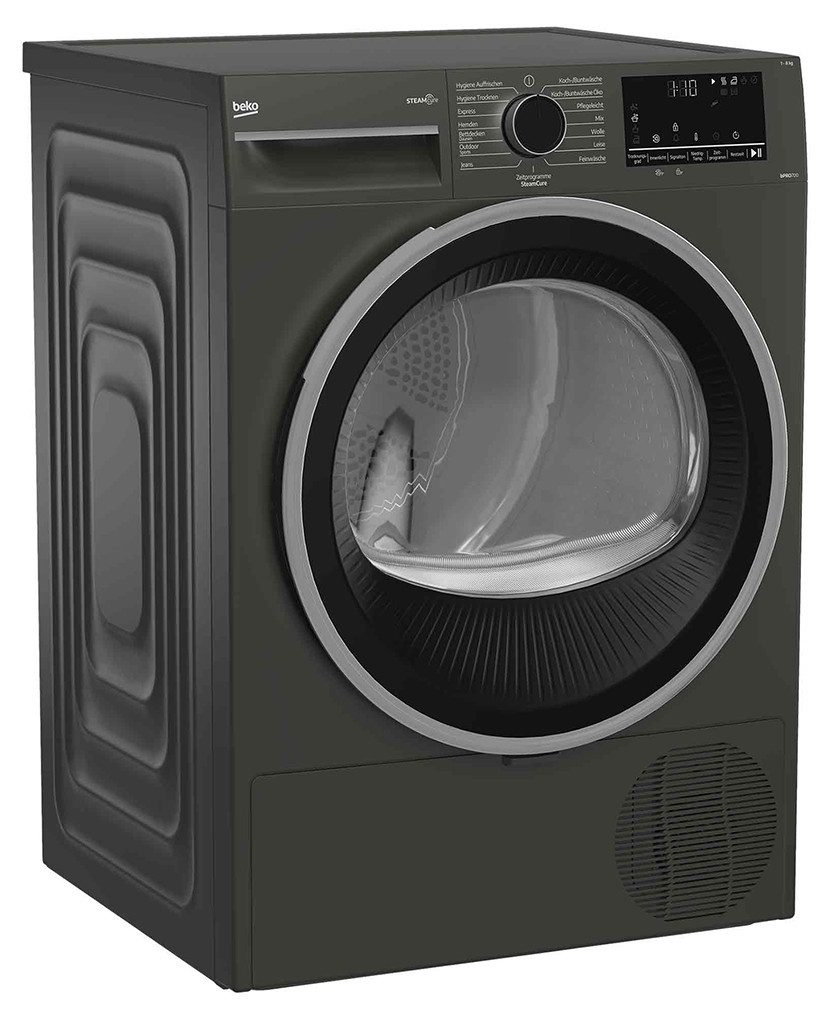 BEKO Wärmepumpentrockner BMG5TD6821R, Trommelinnenbeleuchtung, Knitterschutz, Reversierende Trommel
