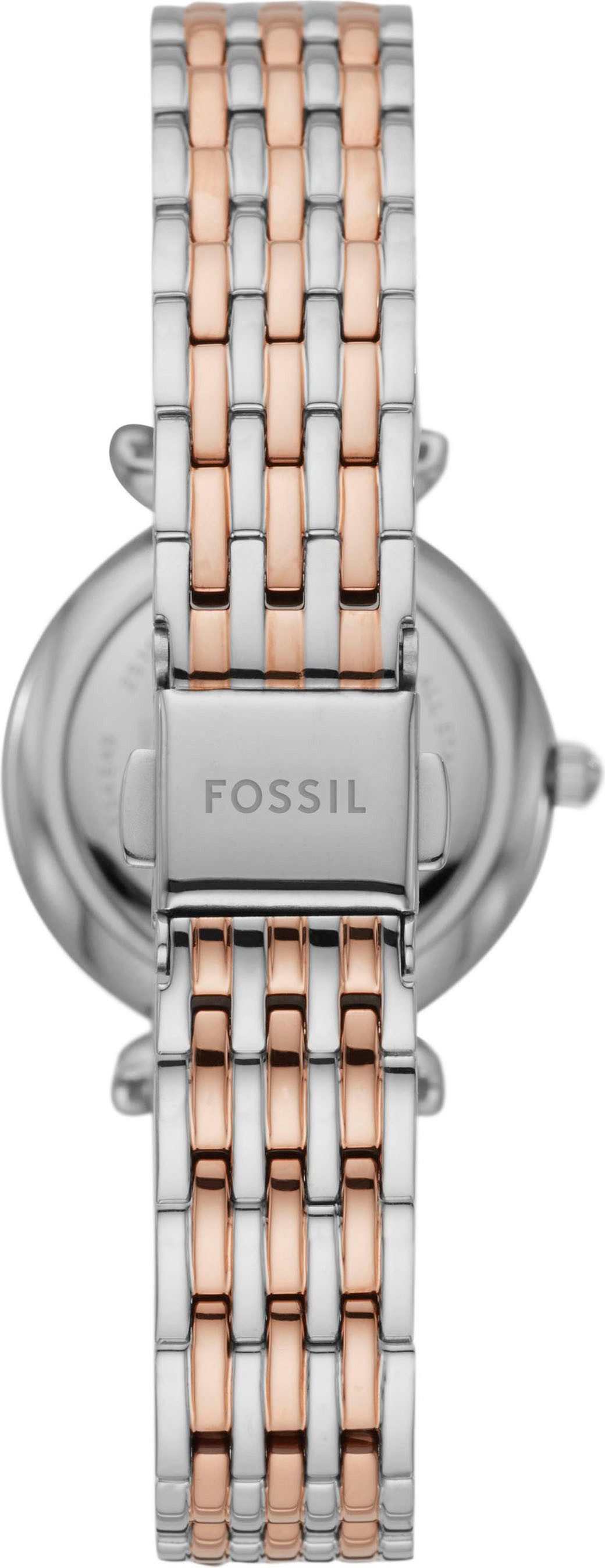 Fossil Quarzuhr CARLIE ES4649, Armbanduhr, Damenuhr, Edelstahlarmband, analog, Glassteine
