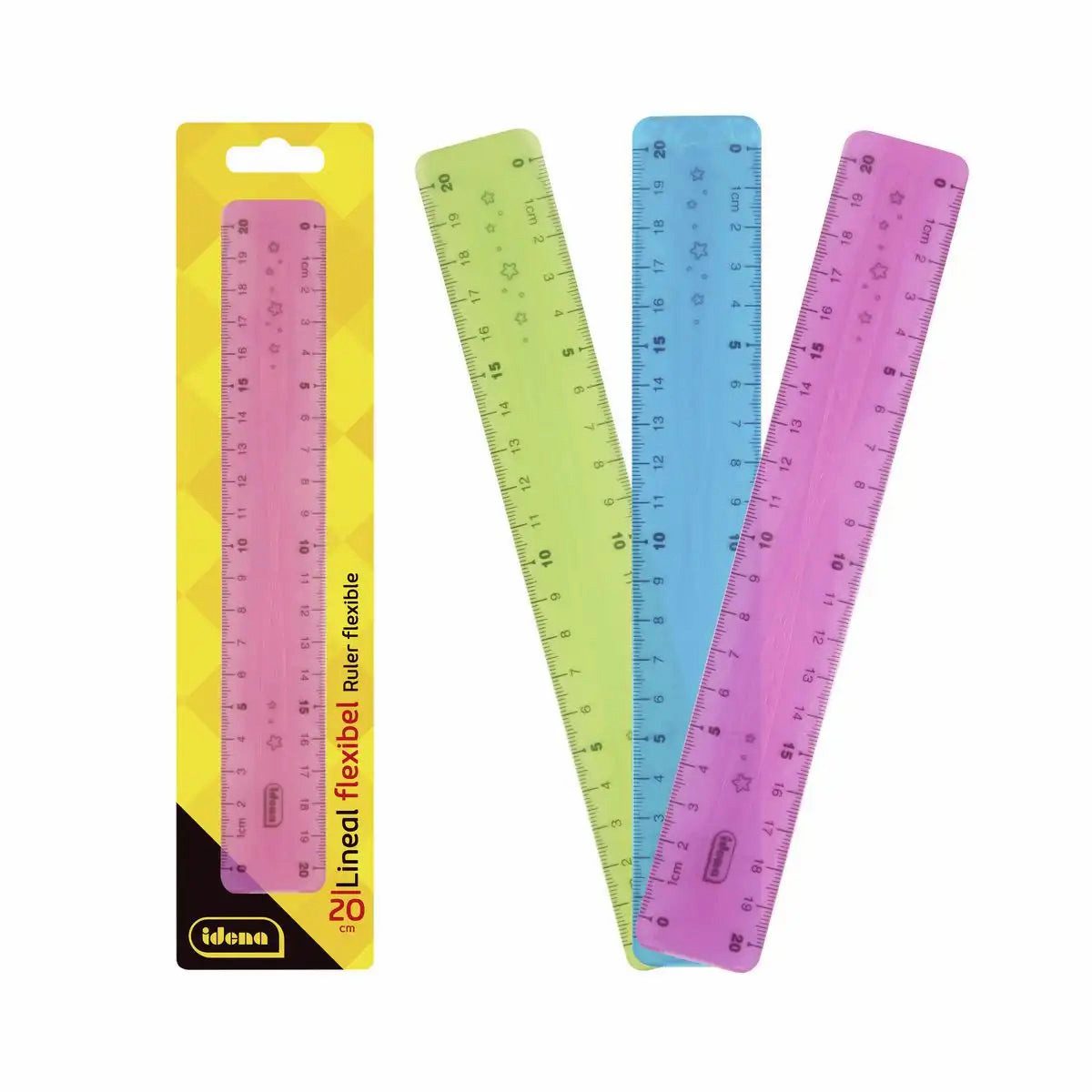 Idena Lineal Flexibles Lineal 20cm - Bruchsicher & Biegsam - sortiert
