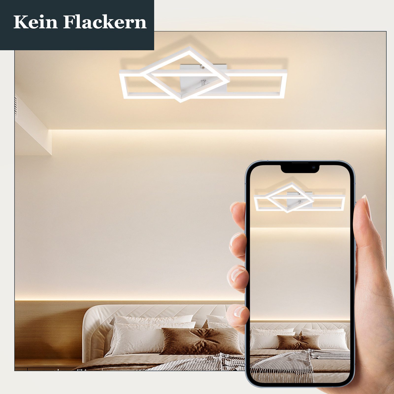Nettlife LED Deckenleuchte Schwarz/Weiß Eckig Wohnzimmer günstig online kaufen