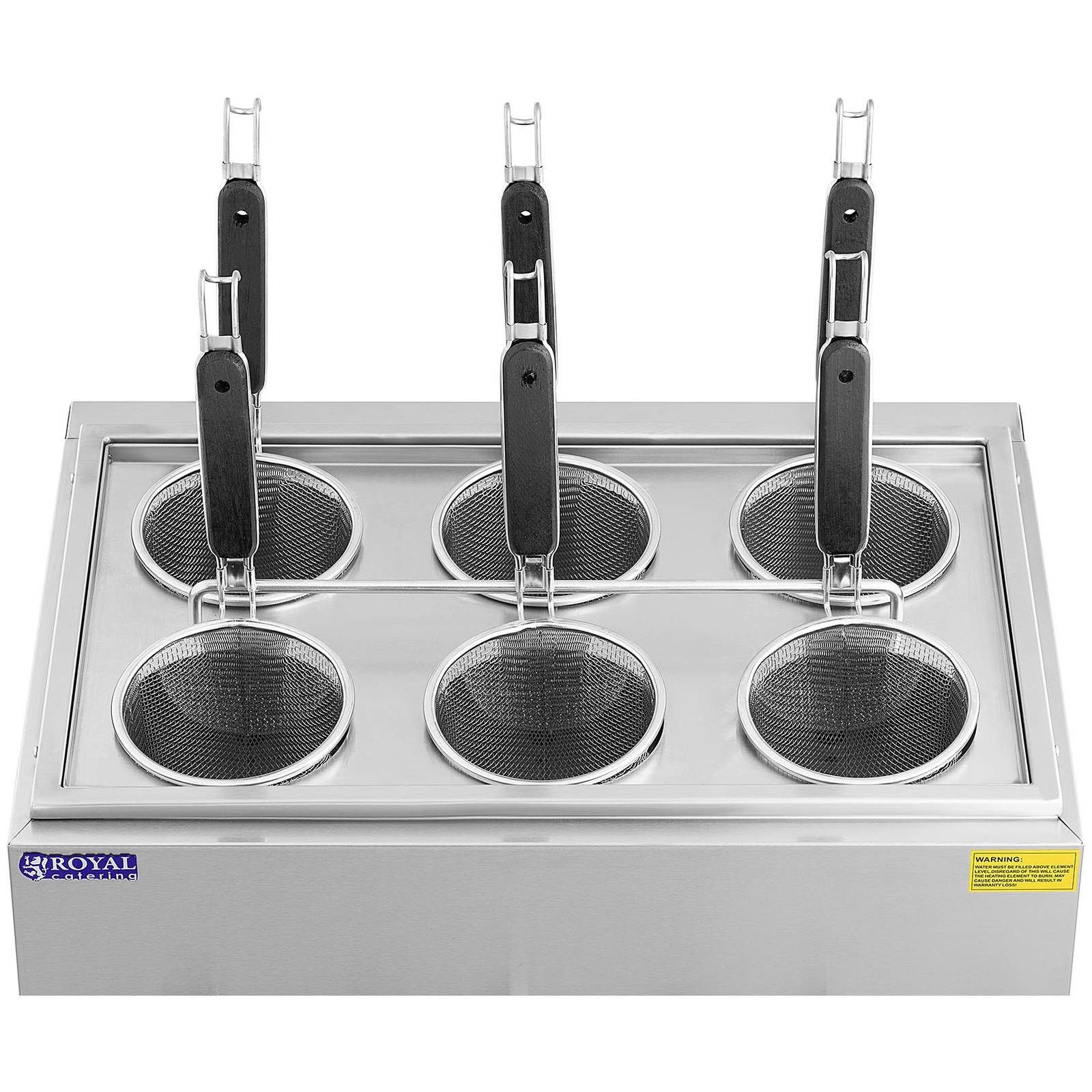 Royal Catering Spaghettitopf Nudelkocher mit 6 Körben Pastakocher Pasta-Station 30 - 110 °C, Edelstahl
