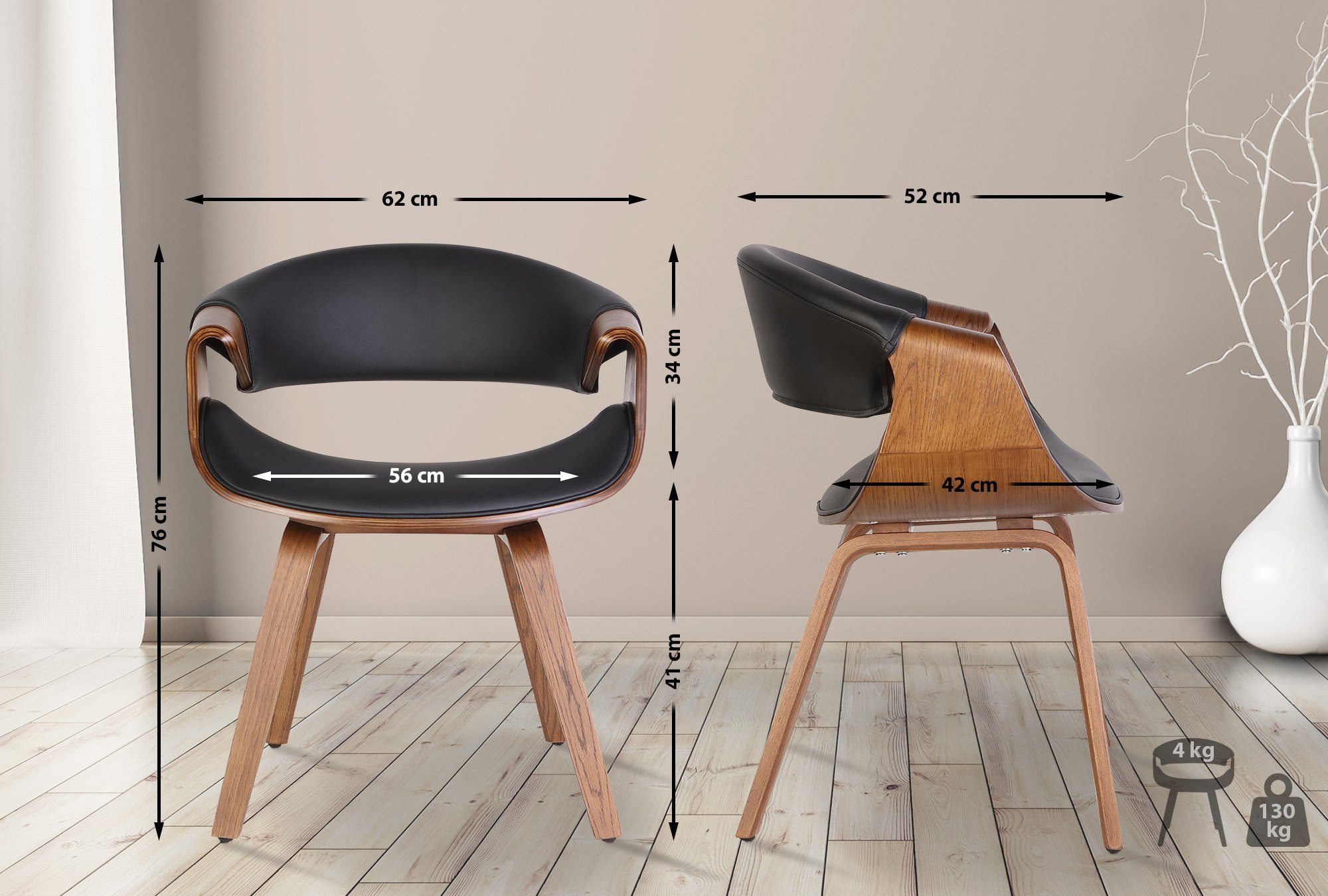 CLP Esszimmerstuhl Foley, Stoff oder Kunstlederbezug mit Holzgestell günstig online kaufen