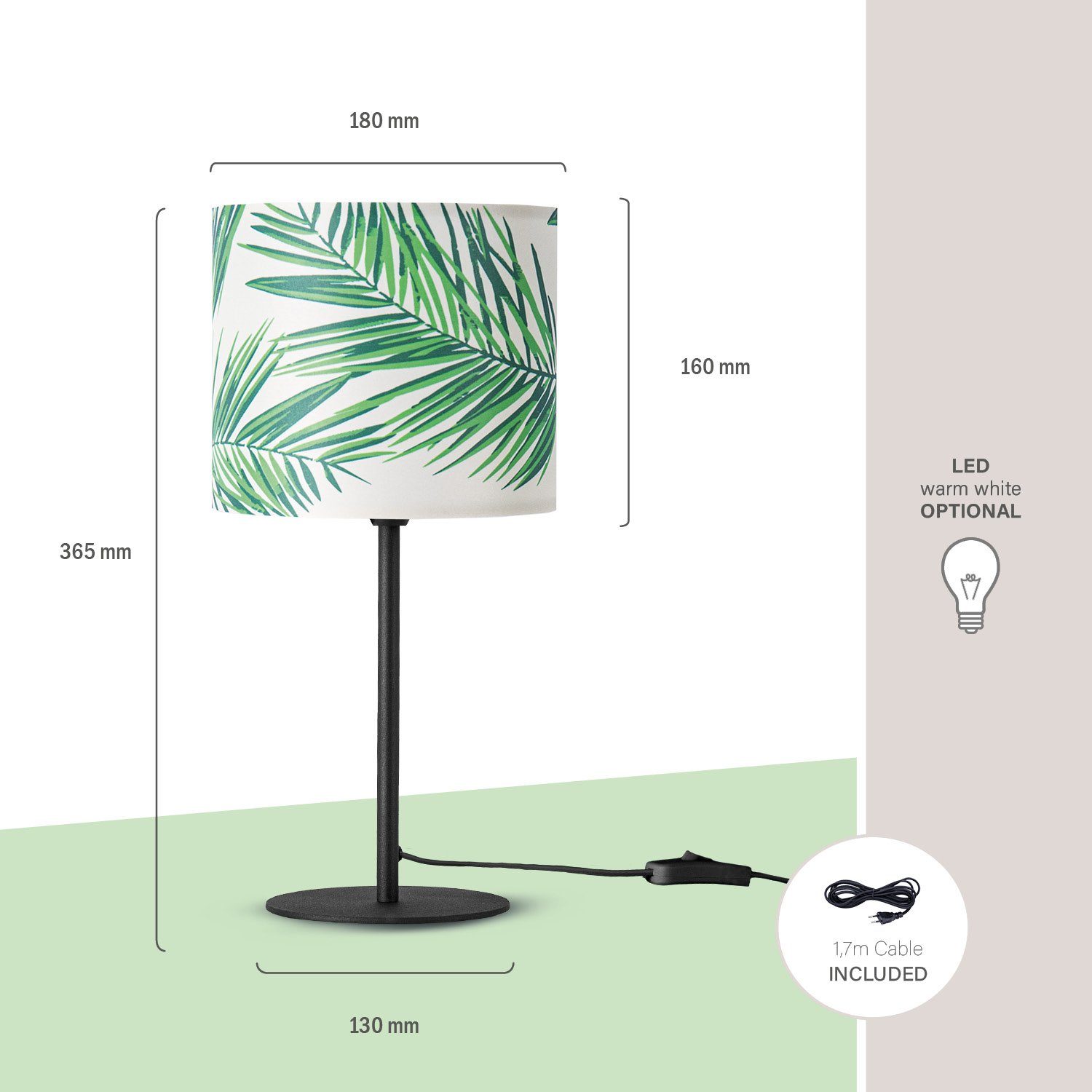 Paco Home Jungle ohne Leuchtmittel, Tischleuchte Nachtlicht Ostende Tisch Lampe Zimmer Palme Lampenschirm Kinder 537