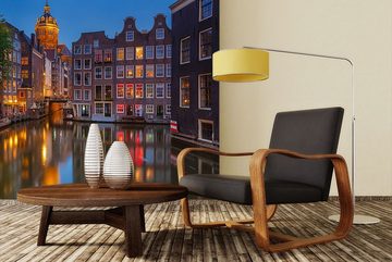 WandbilderXXL Fototapete Canal in Amsterdam, glatt, Stadtansicht, Vliestapete, hochwertiger Digitaldruck, in verschiedenen Größen