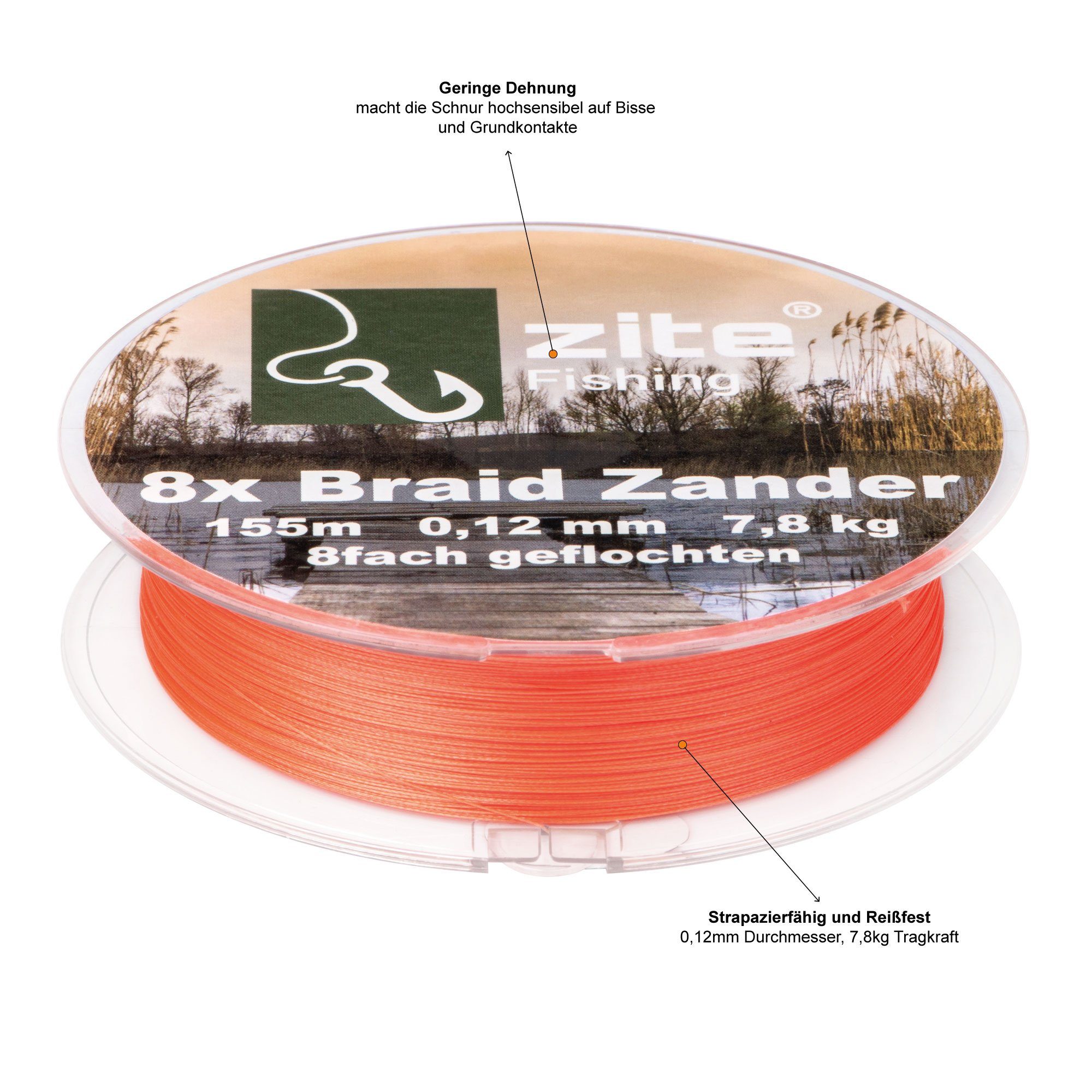 Zite Angelschnur 8-fach geflochten - 155m Angelsehne 0,12mm - Barsch, Hecht & Zander – Bild 5 von 5