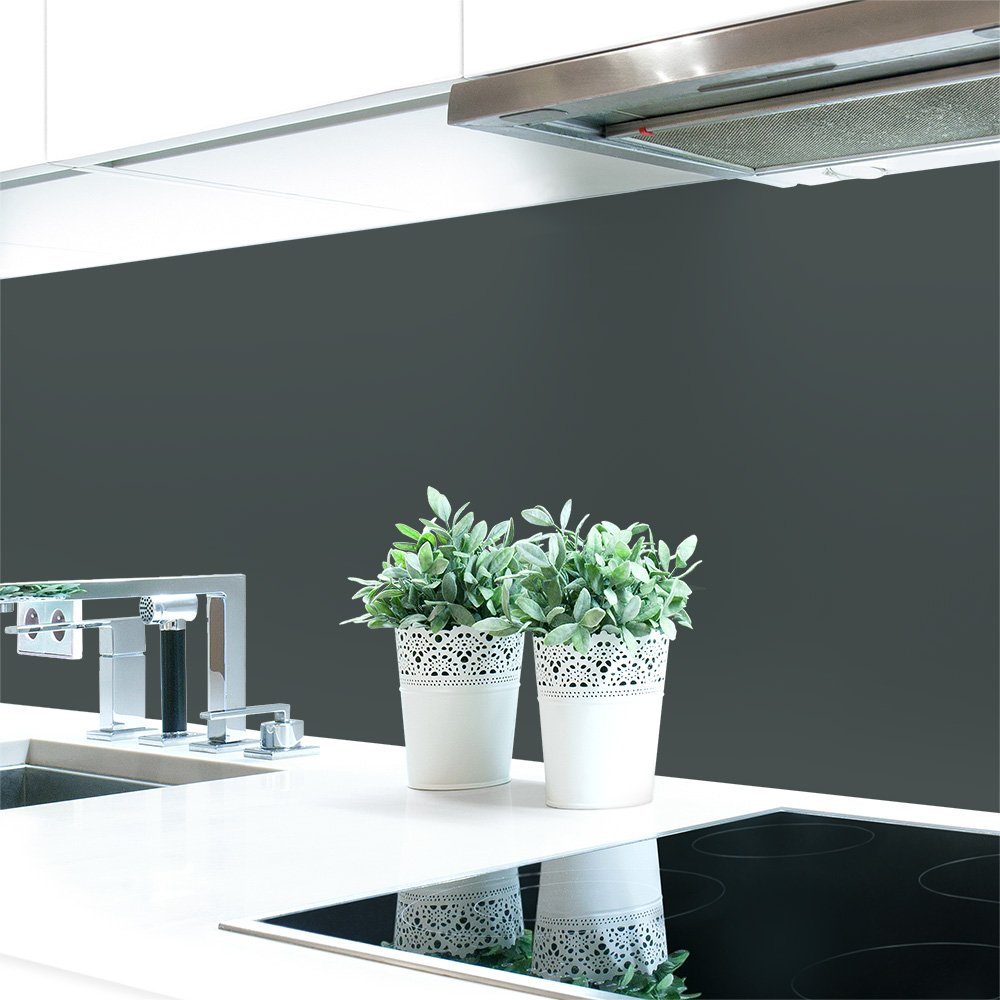 DRUCK-EXPERT Küchenrückwand Küchenrückwand Grautöne Unifarben Premium Hart-PVC 0,4 mm selbstklebend Basaltgrau ~ RAL 7012
