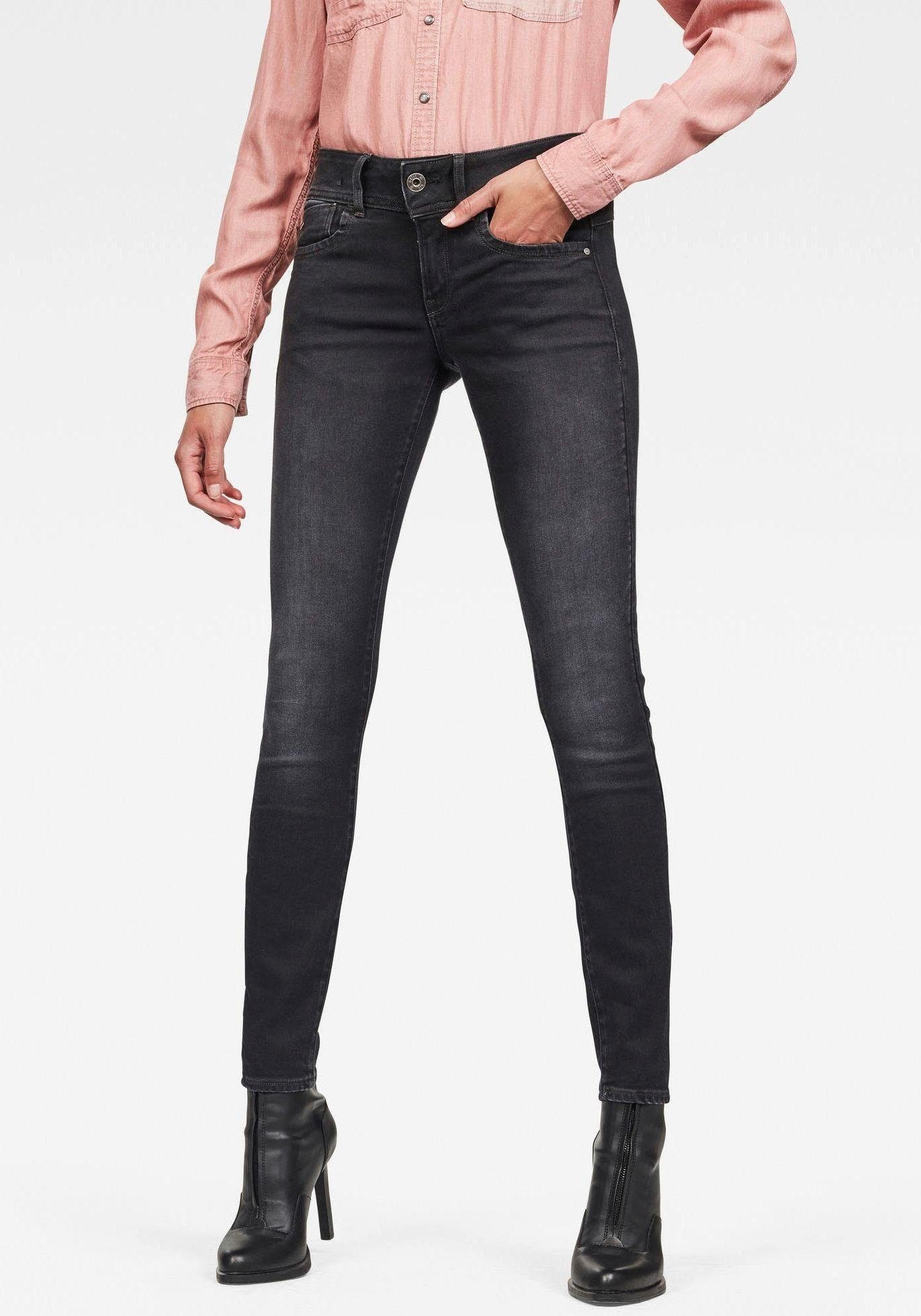 Skinny-fit-Jeans Taille Skinny mittelhoher G-Star Waist fit Mid in RAW Form Elasthan-Anteil, 5-Pocket-Style mit Skinny mit enger
