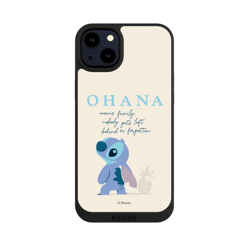 NIVOCASE Handyhülle Lilo & Stitch Offizielles Lizenzprodukt Disney Ohana Stitch, Apple iPhone 14 Plus Handyhülle Hülle NIVOpure Case Schwarz