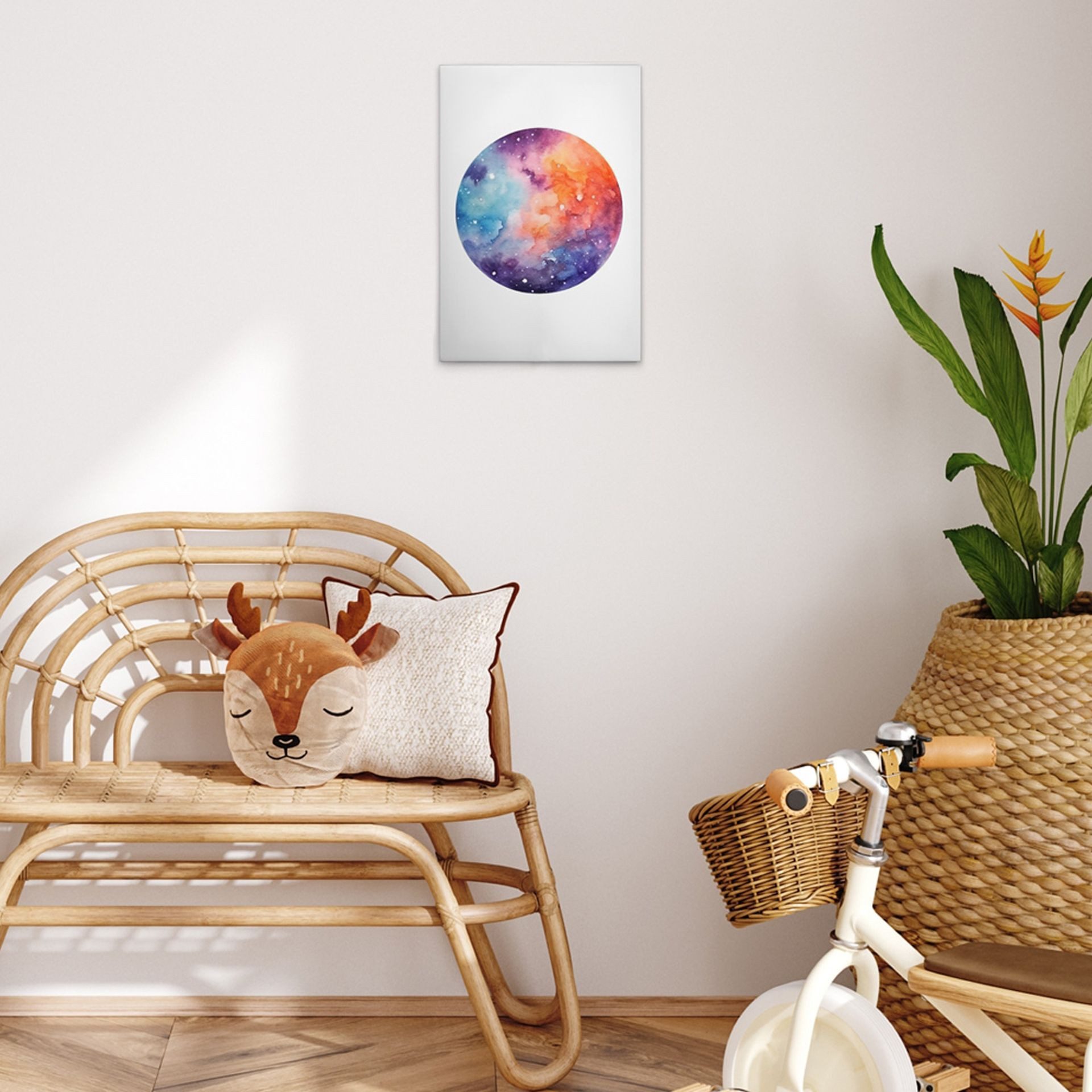 Tadessi Leinwandbild Farbenfroher Planet Weiß Bunt versch. Größen, Weltall