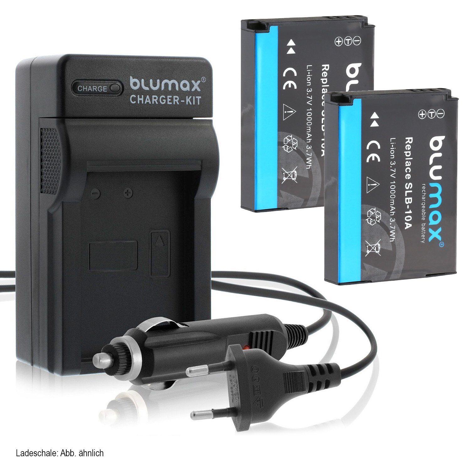 Blumax Set mit Lader für Samsung SLB-10A WB550 1000 mAh Kamera-Akku