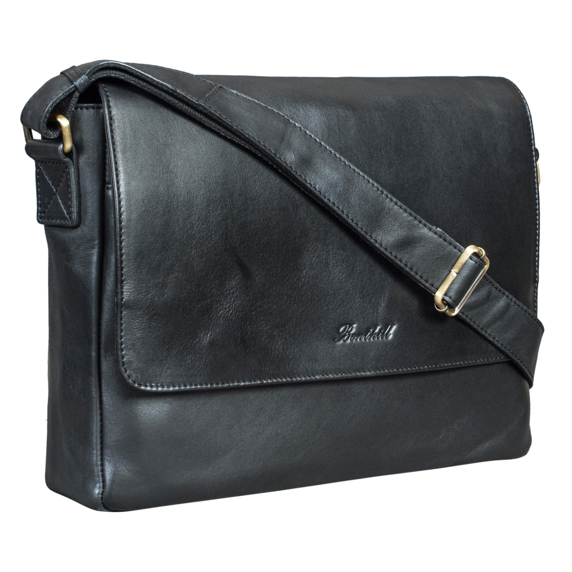 Benthill Messenger Bag Herren Umhängetasche Echt Leder Messenger Laptop Schultertasche Damen, Reißverschlussfach