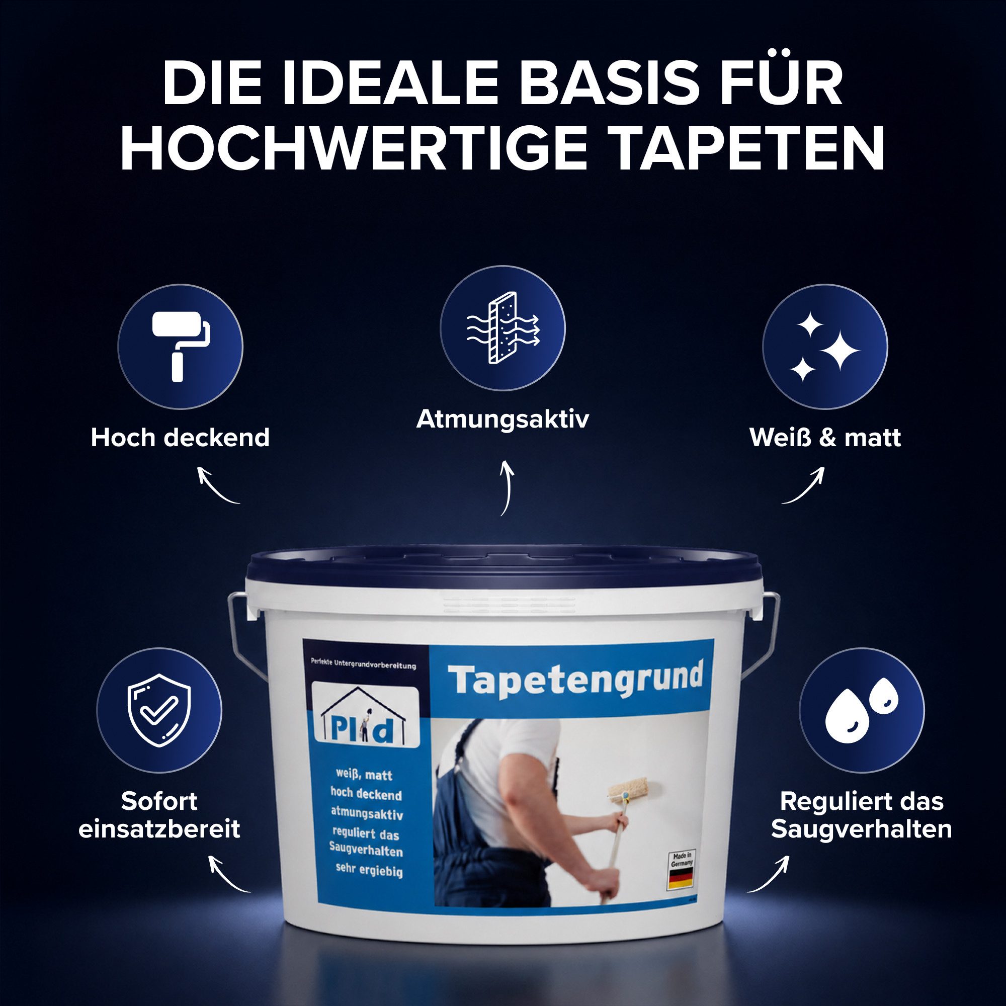plid Grundierfarbe Tapetengrund Weiß Haftgrund Voranstrich Tapezieren, Schnelltrocknend