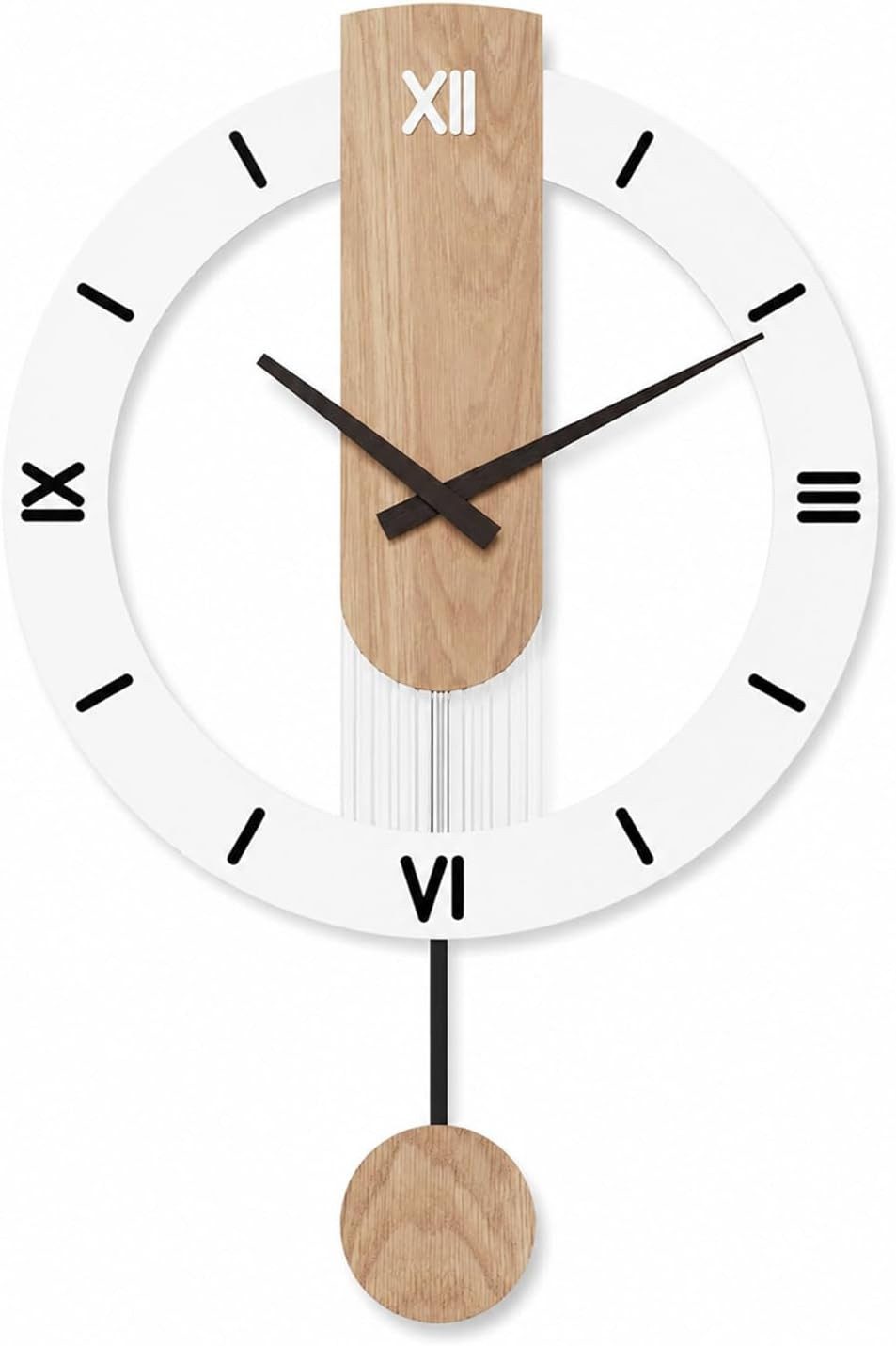 MOPUEA Wanduhr Wanduhr Holz Lautlos Ohne Ticken Modern Skandinavisch Mit Pendel Groß