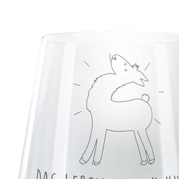 Mr. & Mrs. Panda Windlicht Lama Stolz - Transparent - Geschenk, Kumpel, Alpaka, Teelicht Glas mi (1 St), Handarbeit mit Liebe