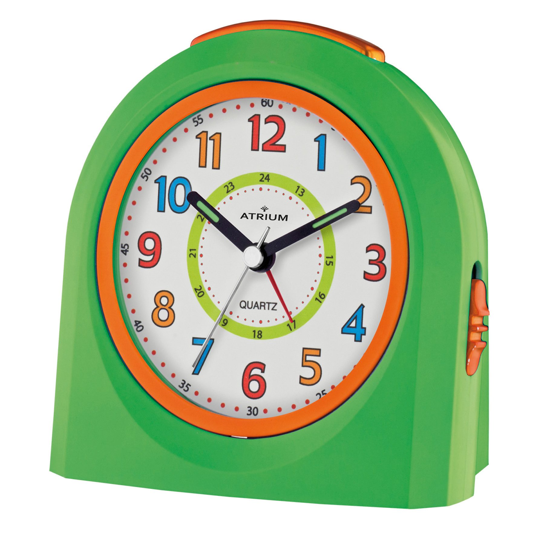 Atrium Kinderwecker A921 Quarzwecker mit fließender Sekunde, Snooze und Licht 10x10 cm