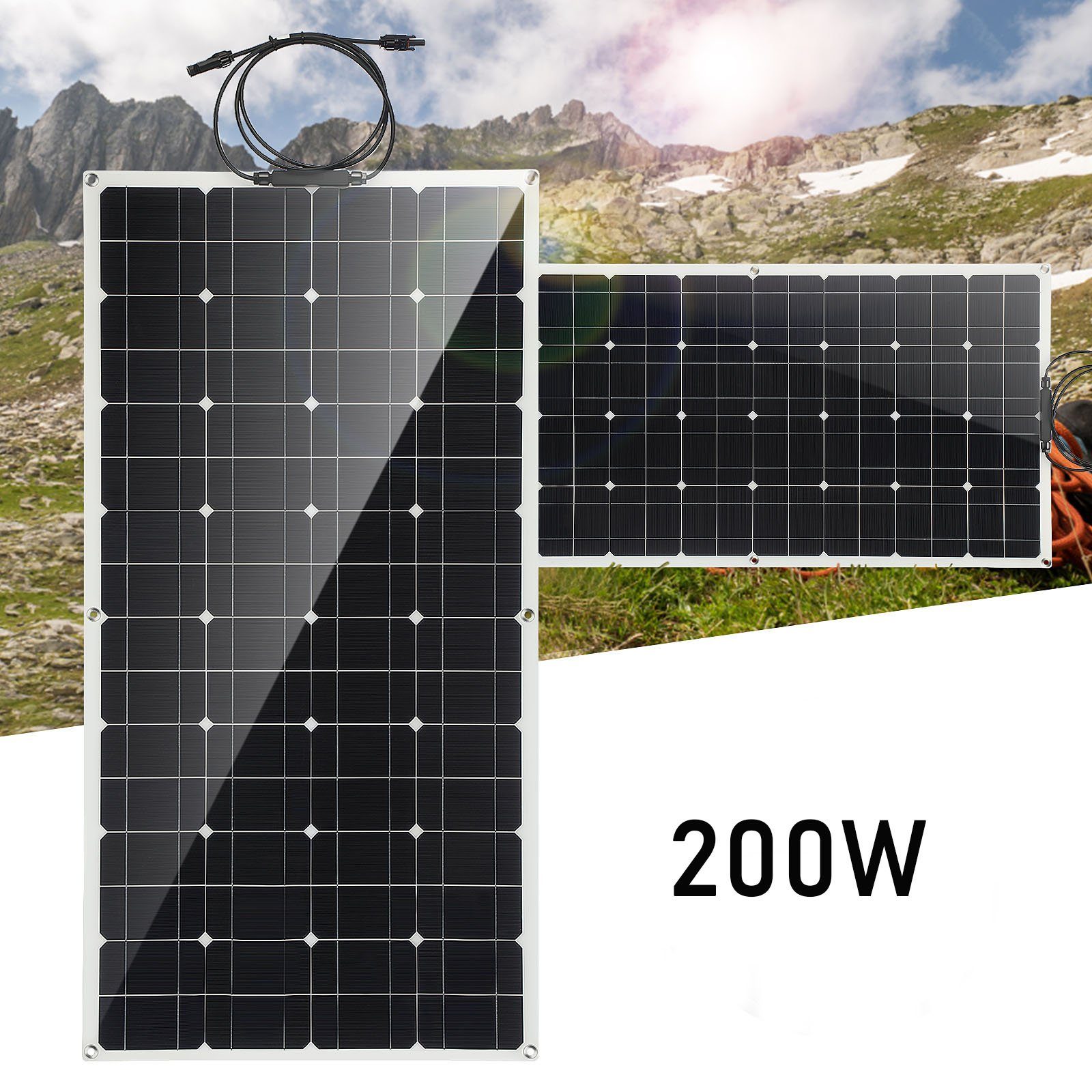 Wasserdichte für Solarpanel IP68 Solarpanel Boot Solaranlage Biegbar, Solarmodul Solarmodul Monokristallin 200W Auto 100W 200W 18V Weiß Balkonkraftwerk, LETGOSPT 2x Solargenerator,