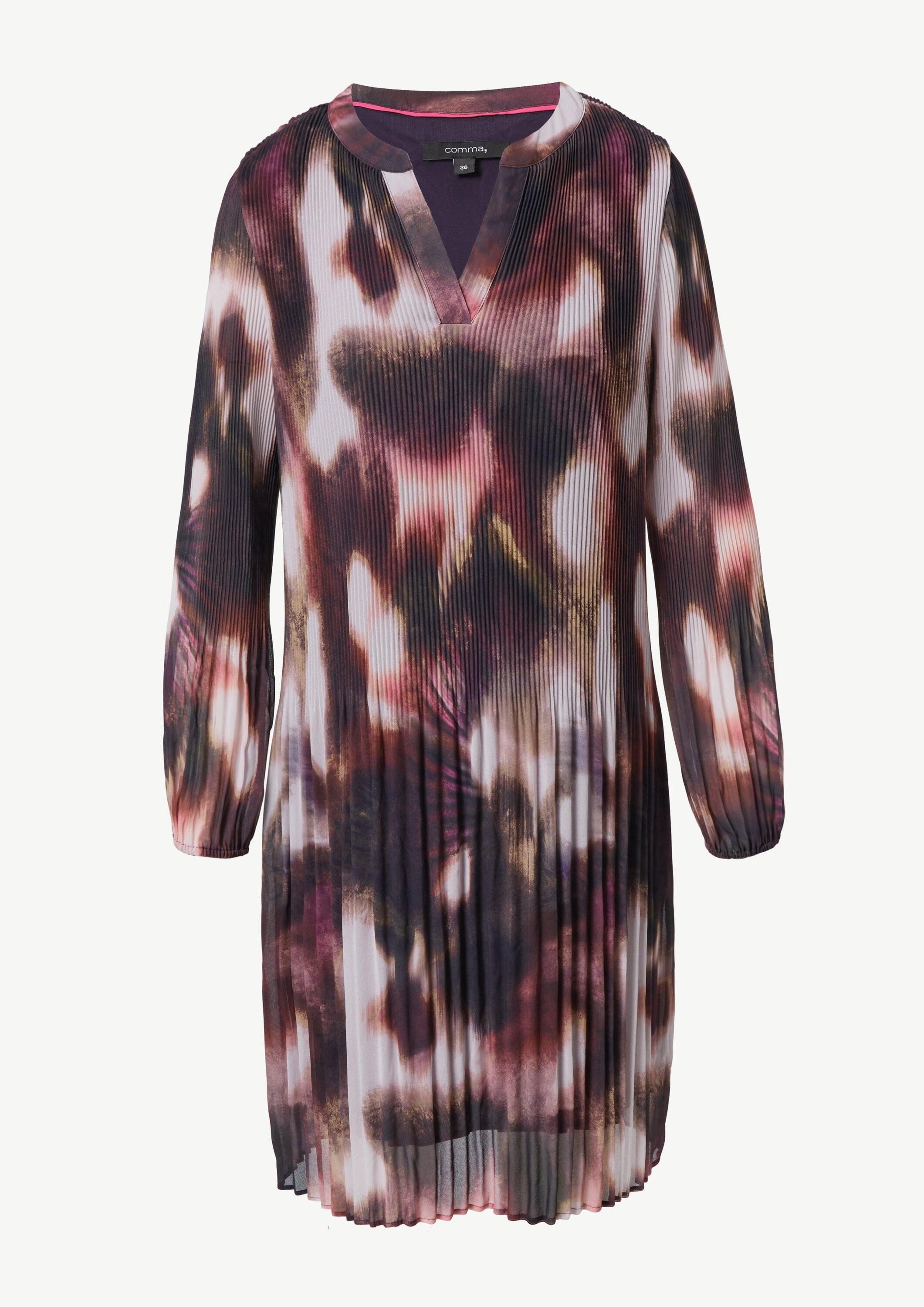 comma Minikleid Kleid Kurzes Kleid aus plissiertem Chiffon