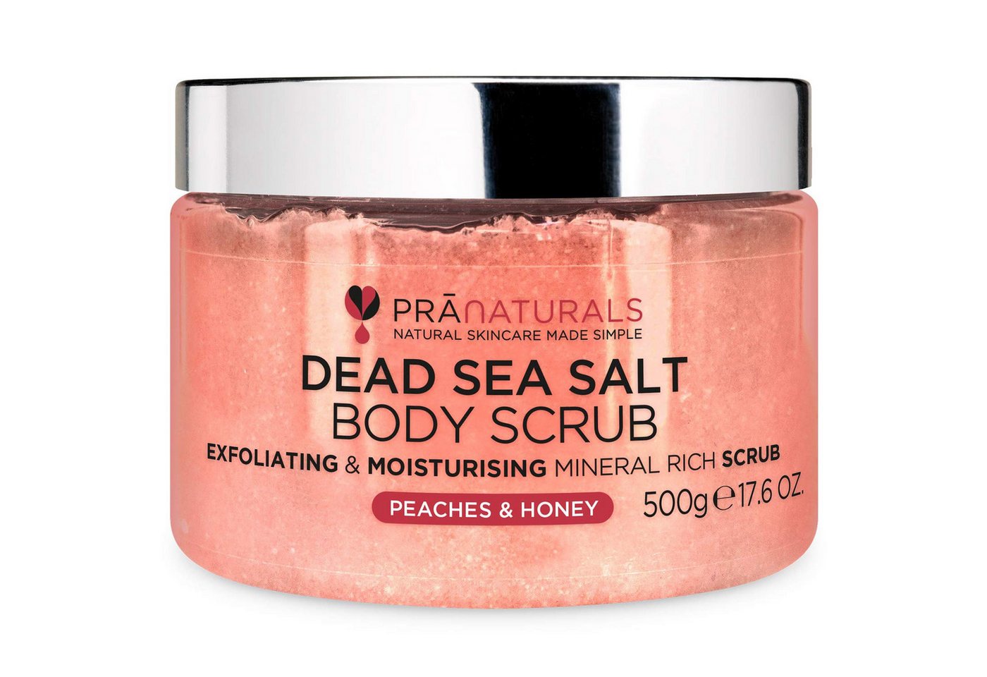 PraNaturals Salzpeeling Feuchtigkeitsspendend & pflegend, Natürlichen Ölen & Mineralstoffen, Peeling mit 100 % Bio- Salz aus dem Toten Meer