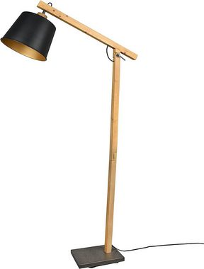 lightling Stehlampe Herbert, ohne Leuchtmittel, stylische Leselampe aus Massivholz mit Schirm aus Metall