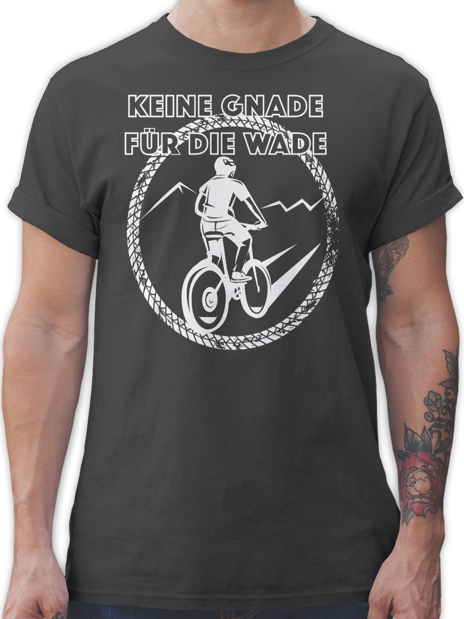 Shirtracer T-Shirt Keine Gnade für die Wade Fahrrad Bekleidung Radsport 2 Dunkelgrau