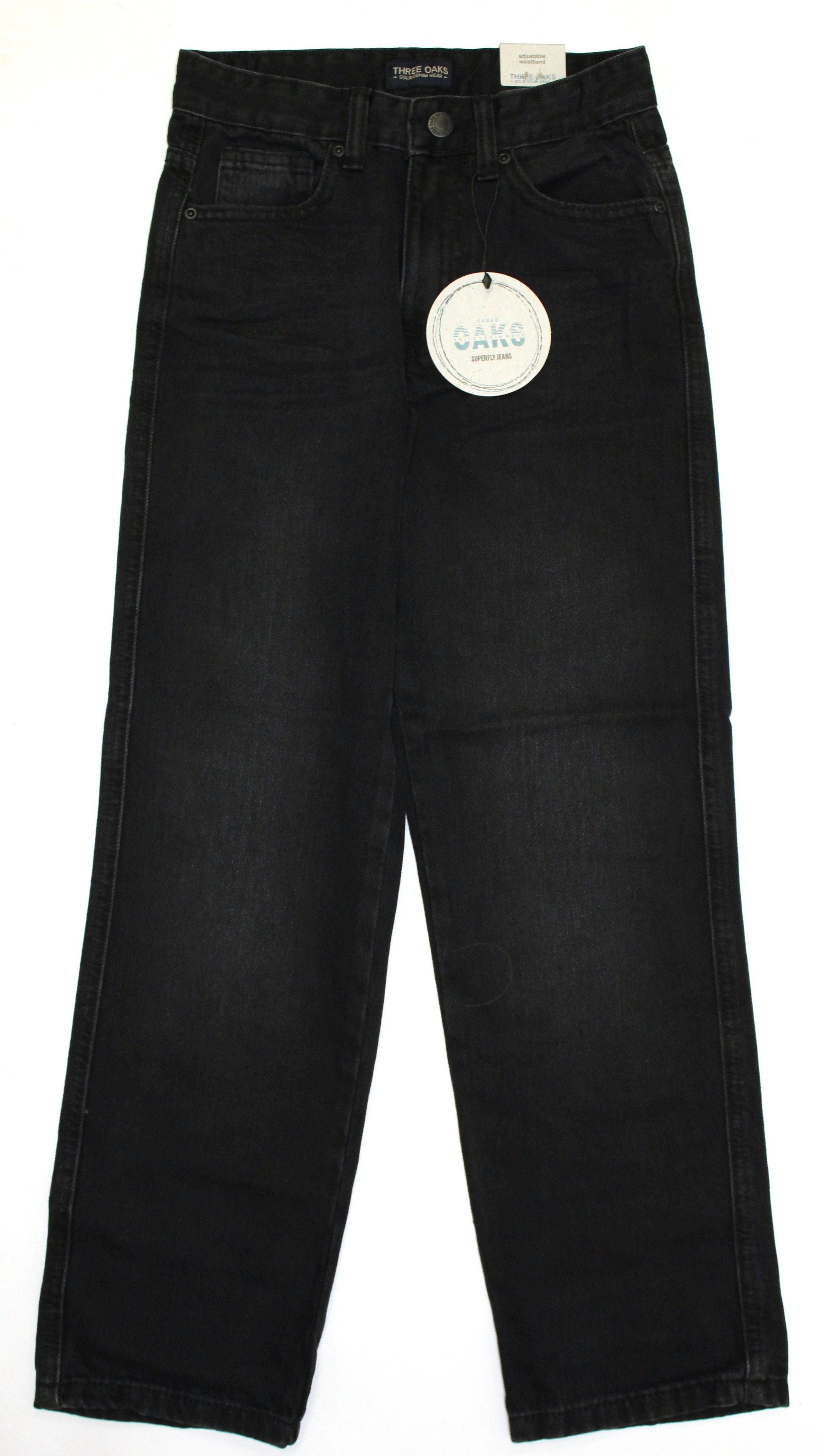 THREE OAKS Bequeme Jeans BAGGY-FIT-JEANS Black 390 (1-tlg)