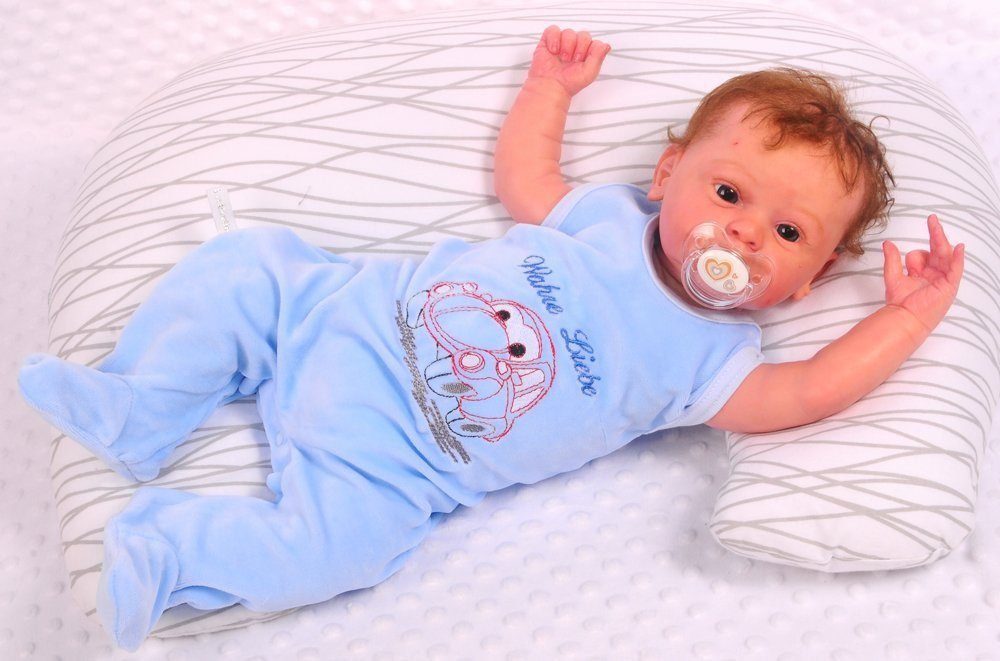 La Bortini Strampler Baby Strampler ärmellos in Blau mit Auto kuschelig weich, 44 50 56 62 68 74 80