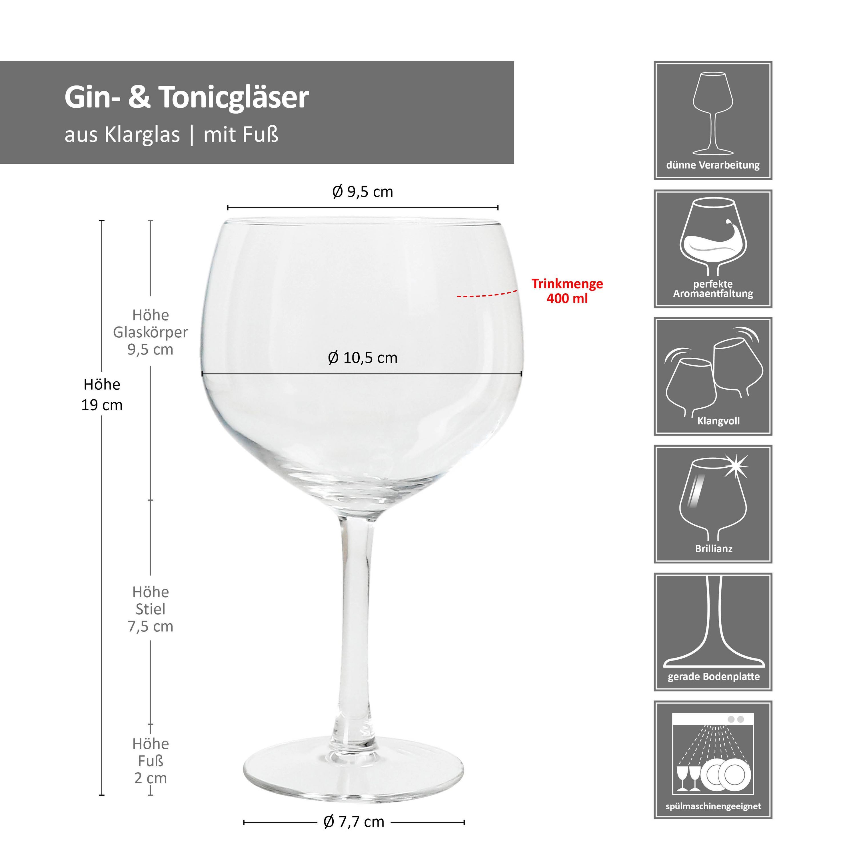 MamboCat Longdrinkglas 2x Gin Tonic Gläser 400ml Longdrink-Glas klar Cocktail-Gläser Wasser, Glas – Bild 5 von 5