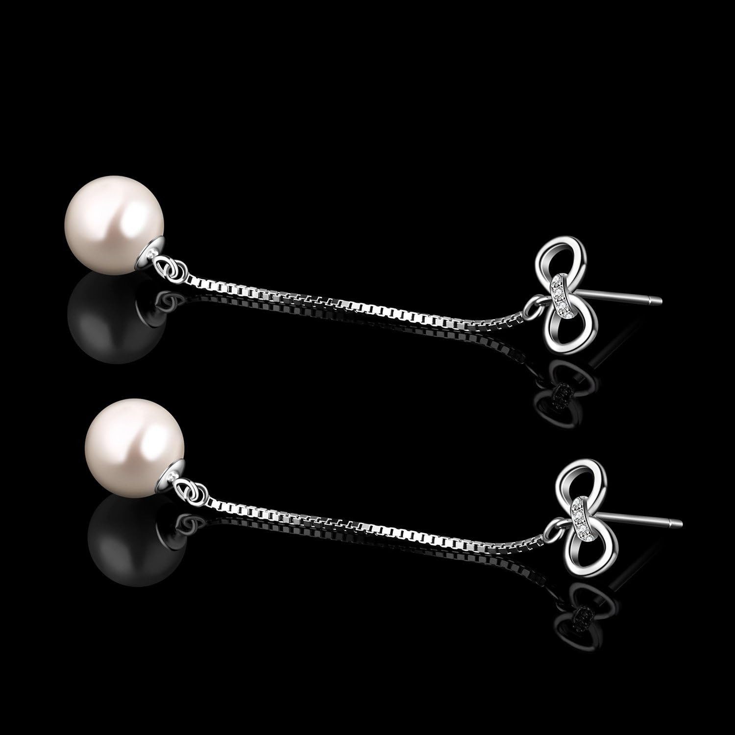 D. Perlla Paar Ohrhänger Hängende Perlen-Ohrstecker aus 925er Silber (2-tlg günstig online kaufen