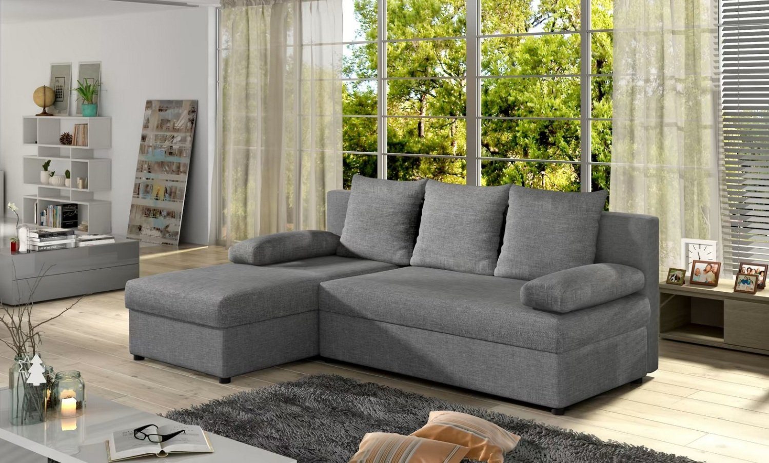 SOFORT, DESIGNER JVmoebel TEXTIL Ecksofa SAMT ECKSOFA SOFA STOFFSOFA SCHLAFSOFA Bettfunktion Mit