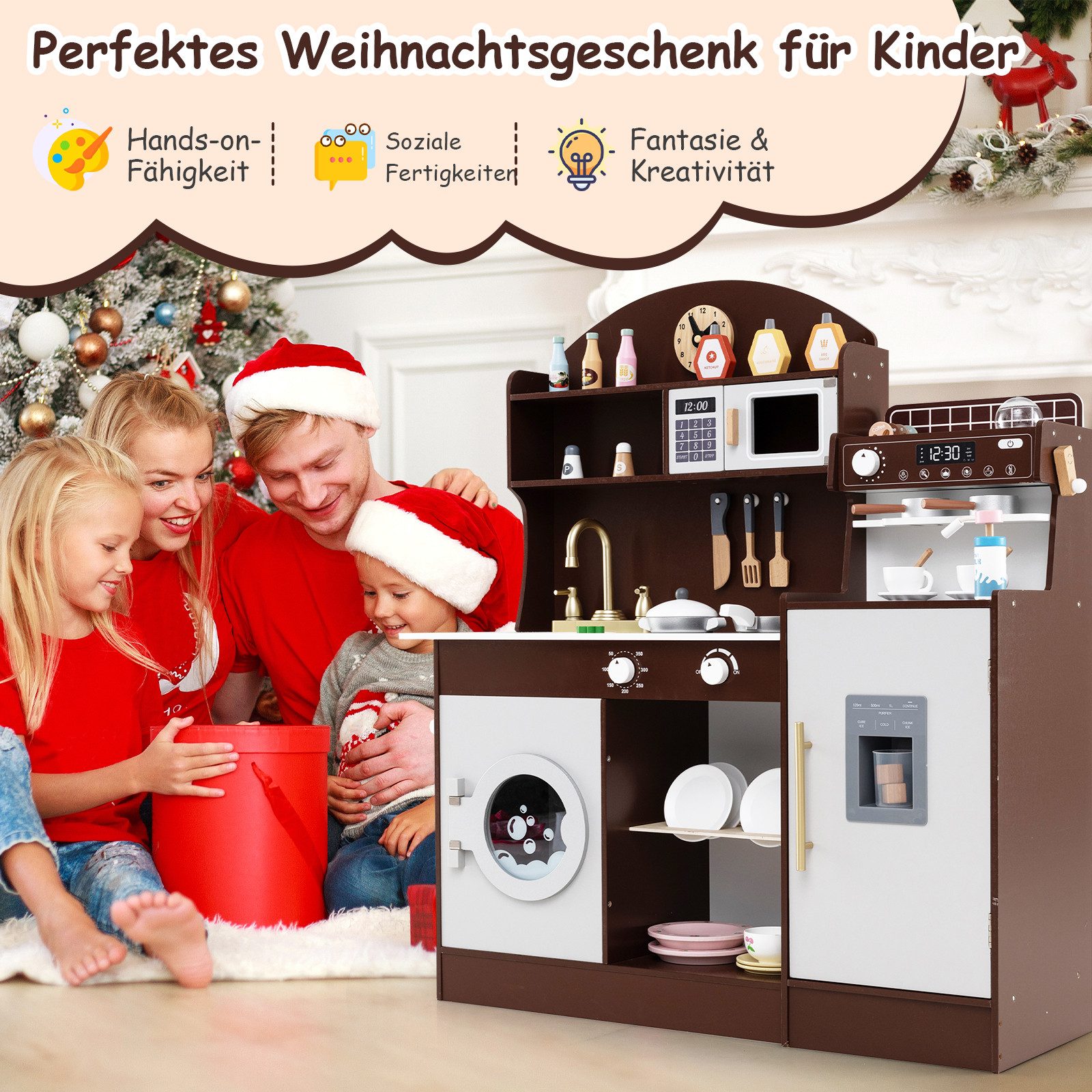 KOMFOTTEU Spielküche, Kinderküche Holzküche für Kinder günstig online kaufen