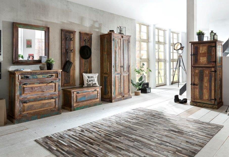 SIT Garderobenschrank Tübingen aus Altholz mit Kleiderstange & Stauraum Flexible Innenaufteilung mit Kleiderstange und 3 Einlegeböden – Bild 2 von 5