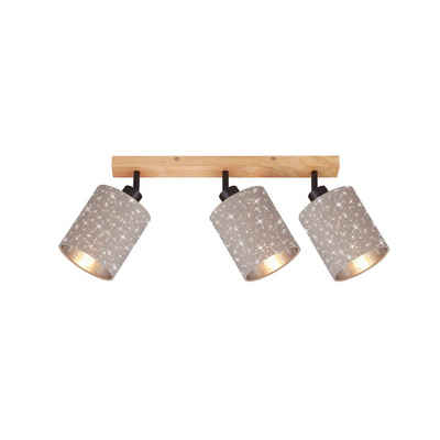 Briloner Leuchten Deckenspots 2078-031, Sterneneffekt, schwenkbar, Stoffschirm, Holz, ohne Leuchtmittel, Warmweiß, Deckenlampe, 47,5x13x15,5cm, Taupe, max.25W, E27, Wohnzimmer, Flur