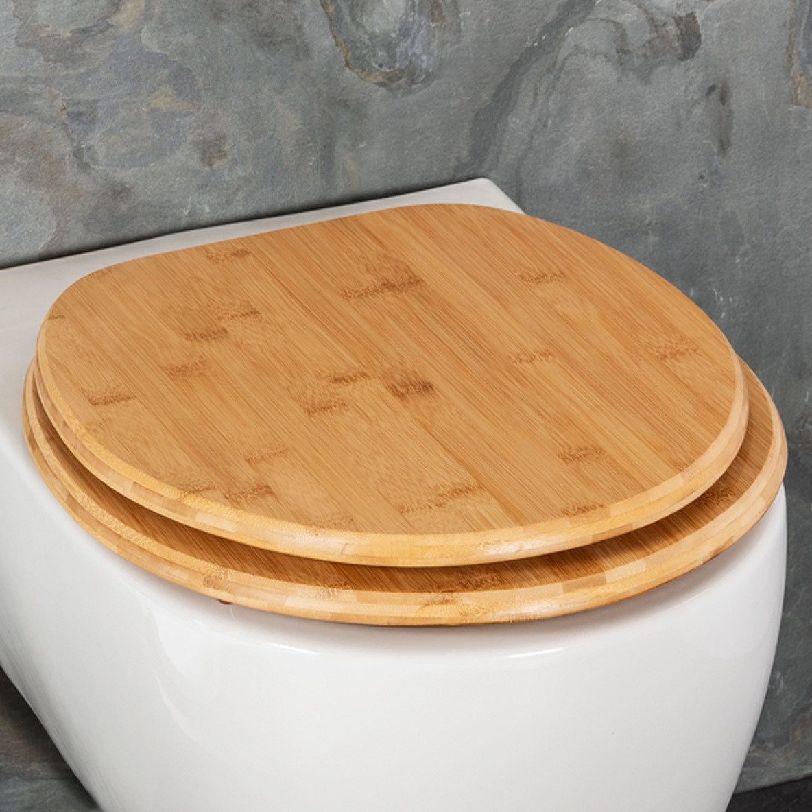 WENKO WC-Sitz Toilettensitz aus FSC-zertifiziertem Bambus WC-Sitz Rostfrei, günstig online kaufen