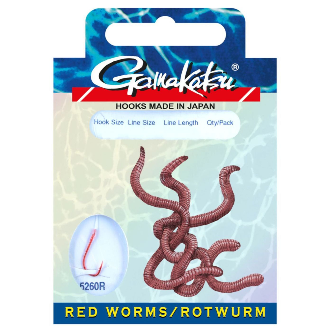 Wurmhaken Gamakatsu Rotwurm LS-5260 75cm - 10 gebundene Angelhaken