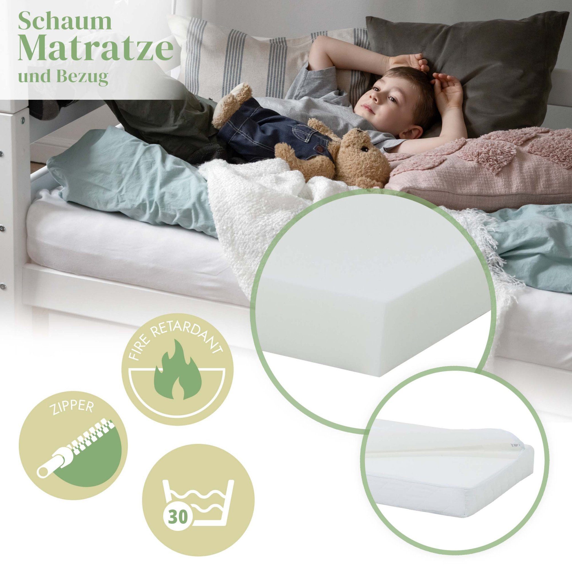 Hoppekids Spielbett ECO Dream, Massivholz, wahlweise in 2 Größen und 4 Farben, Matratze wählbar