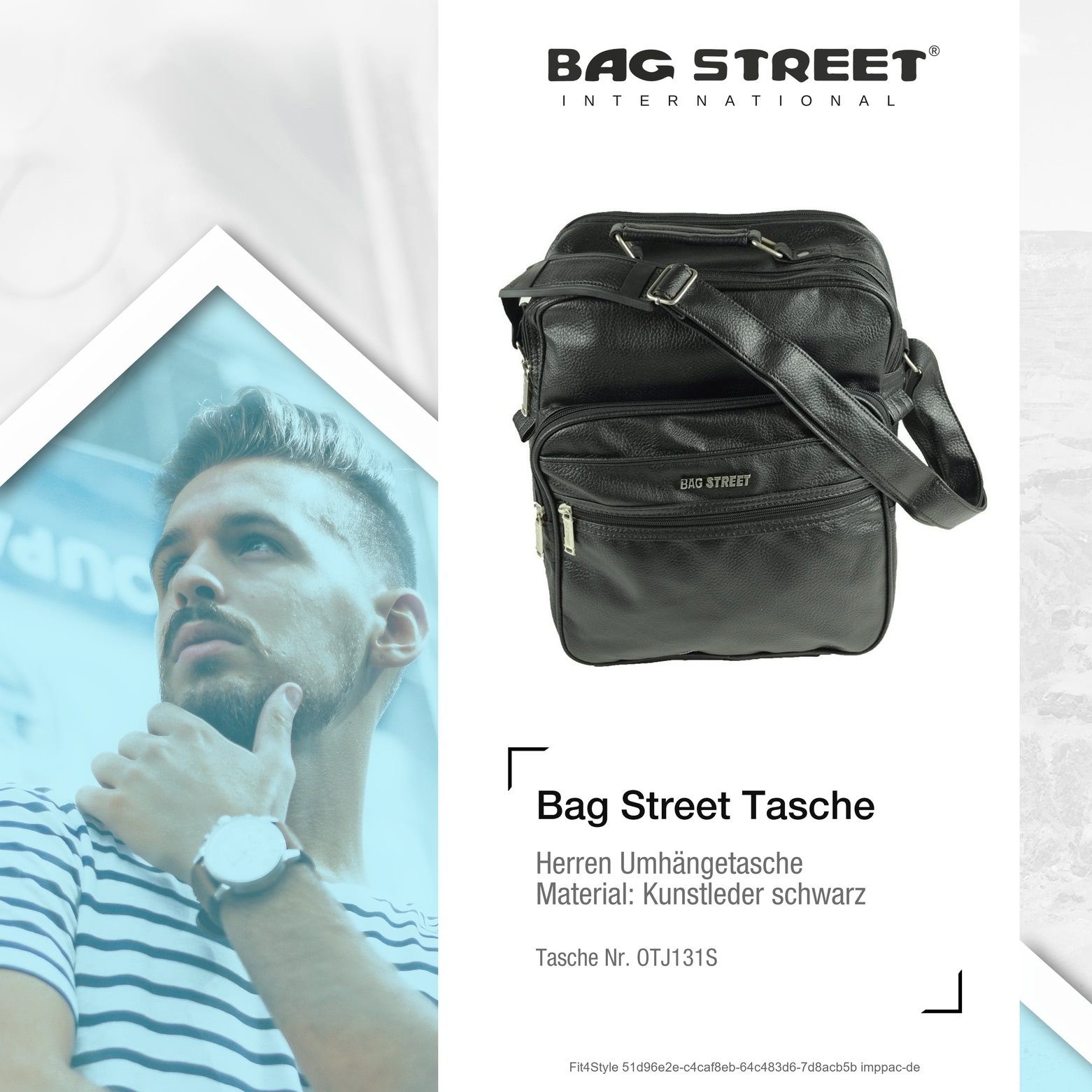 Bag STREET Flugumhänger Herren Street Herren 28cm Umhängetasche in Tasche BAG ca. (Umhängetasche), Tasche Breite schwarz,