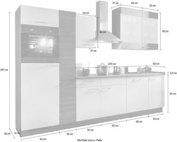 Kochstation Küchenzeile Trea, wahlweise mit E-Geräten, höhenverstellbare Füße, vormontiert, mit Vollauszug und Soft-Close-Funktion, Breite 310 cm