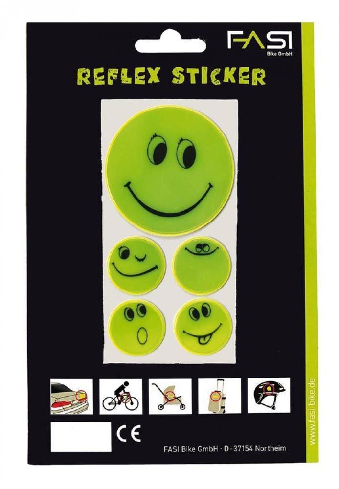 Fasi Fahrradbeleuchtung Fasi Reflexaufkleber-Set Smily selbstklebend gelb 1 x Ø 5cm 4 x Ø 2,5c
