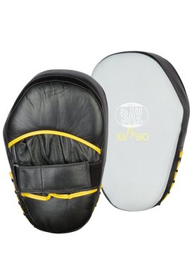 BAY-Sports Pratze Jumbo Handpratzen Schlagpolster Schlagkissen Kickboxen Krav Maga Boxen, Echtes Leder, Klettverschluss, große Schlagfläche