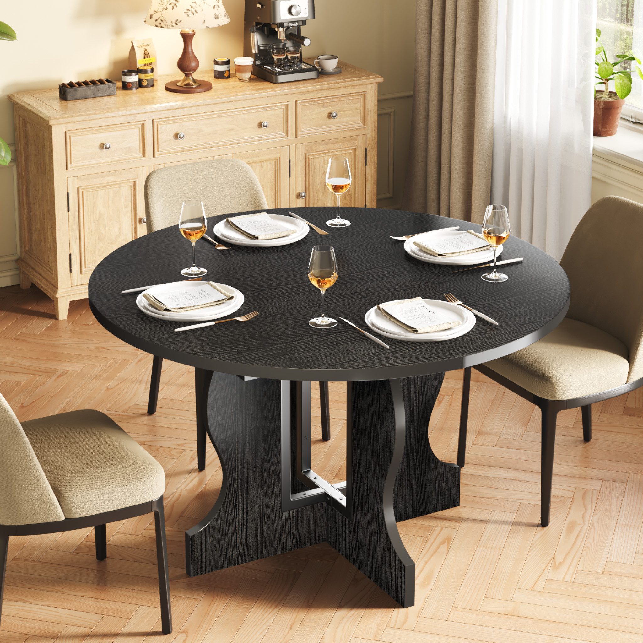 Mondeer Esstisch Ausziehbarer Runder Esstisch (110-150 cm), mit massivem Ho günstig online kaufen